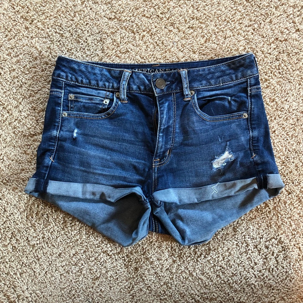 AE Super Stretch Hi-Rise Shortie Jean Shorts